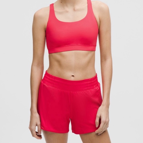 Lululemon red glow set energy longline bra and hotty hot shorts - Picture 1 of 9